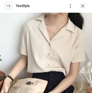 YESSTYLE (discontinued?) cream/beige short-sleeve collared blouse